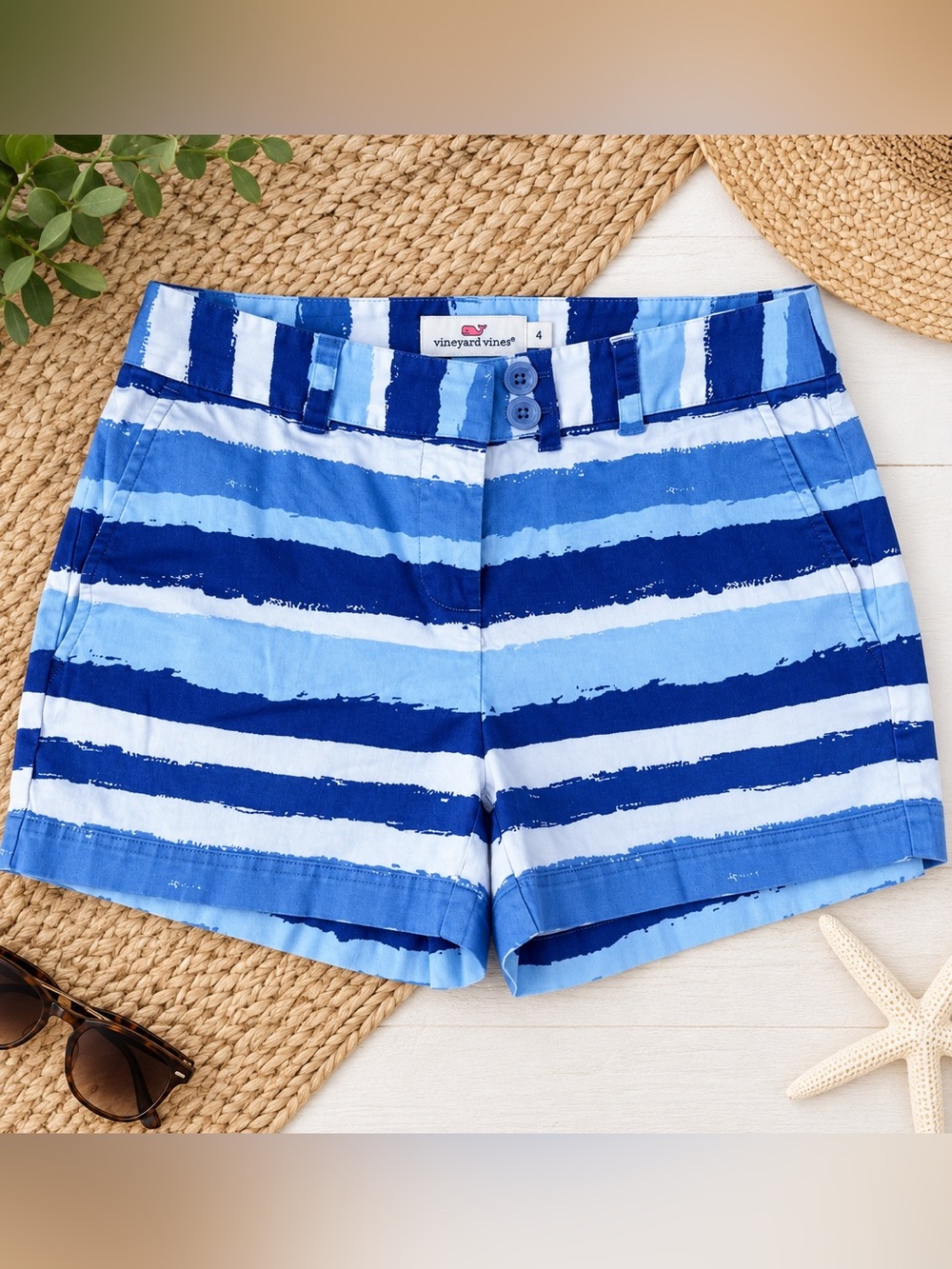 Vineyard Vines Blue and Light Blue Striped Bermuda Shorts
